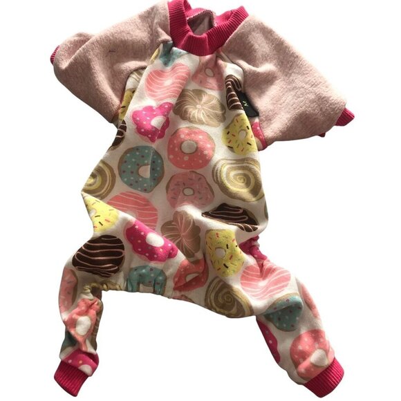 Dog Apparel (2) Piece Bundle Size Medium Donut Pjs and Red Hoodie Pink Heart - Picture 3 of 11